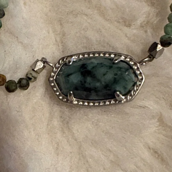 Kendra Scott Beaded Green / Turquoise Stone Pendant Necklace - Women's Jewelry - Picture 2 of 4